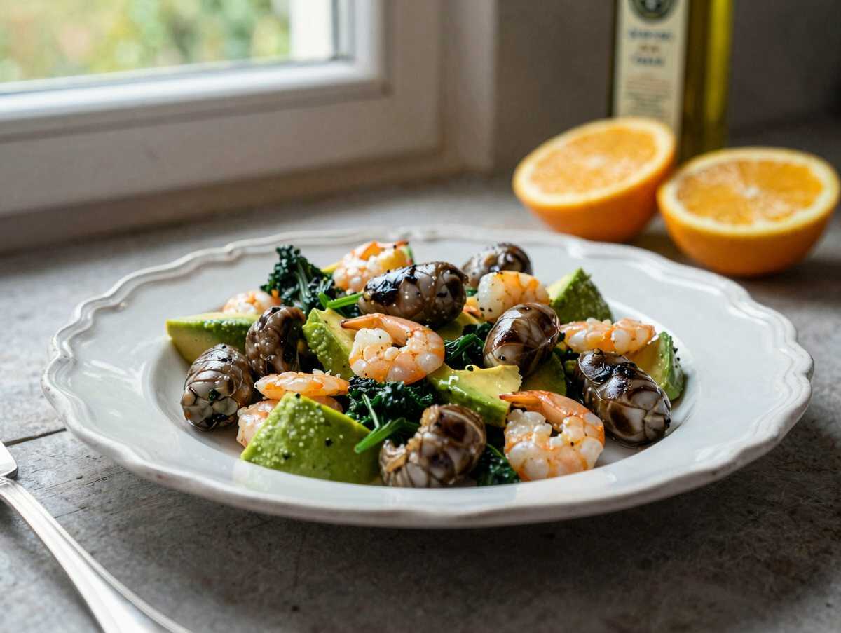 Frischer Genuss: Zitrus-Garnelen-Avocado-Salat für deine gesunde Auszeit! – während der Zubereitung