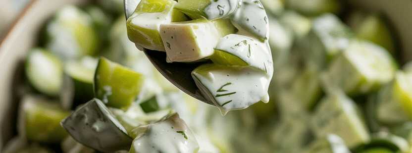 Frischer Gurkensalat mit Dill-Sahne-Dressing – so sieht es fertig aus