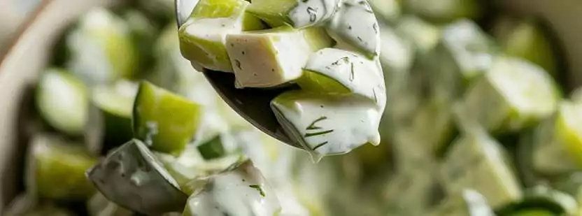 Frischer Gurkensalat mit Dill-Sahne-Dressing – so sieht es fertig aus