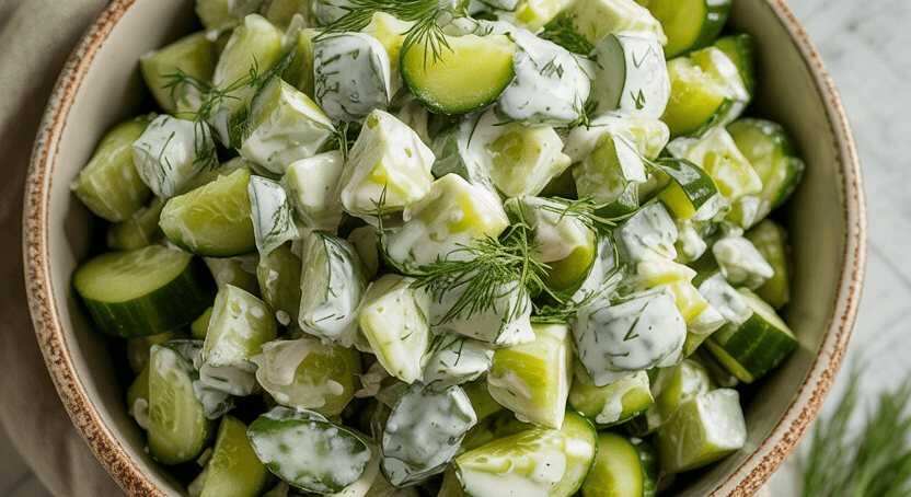 Frischer Gurkensalat mit Dill-Sahne-Dressing