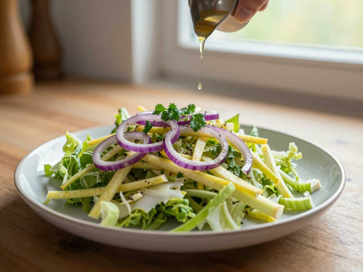 Frischer Krautsalat ohne Zucker – während der Zubereitung