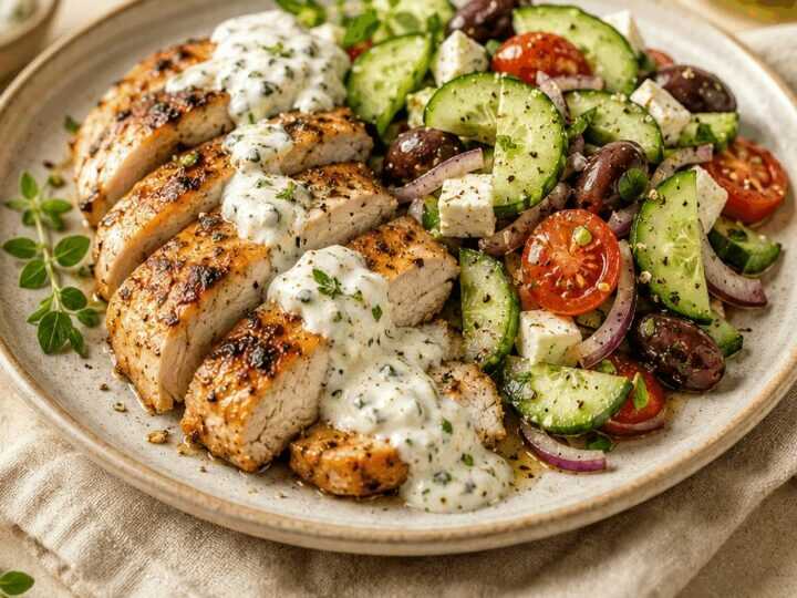 Frisches Geschmackserlebnis: Griechisches Hähnchen mit Gurken-Feta-Salat