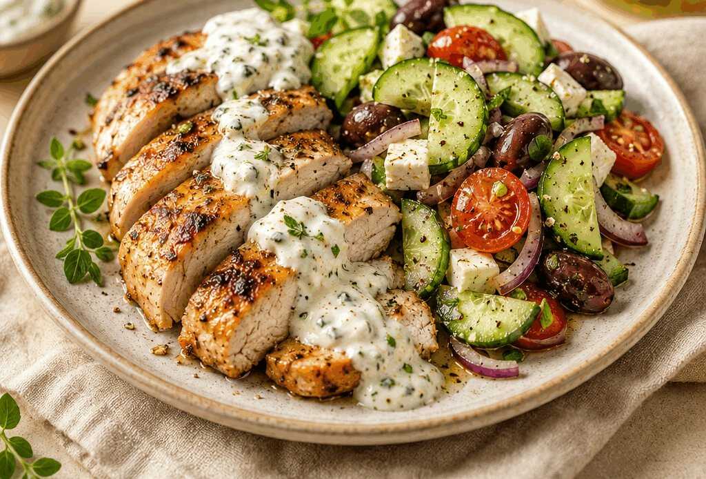 Frisches Geschmackserlebnis: Griechisches Hähnchen mit Gurken-Feta-Salat
