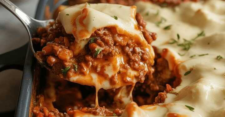 Frischkäse Bolognese mit 500 g Hackfleisch und Frischkäse