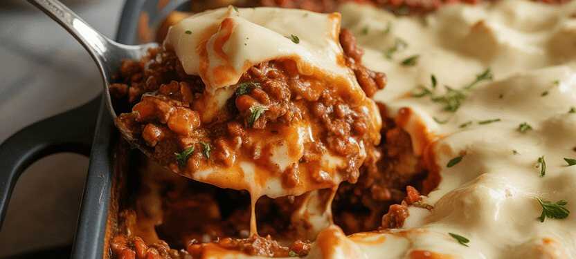Frischkäse Bolognese mit 500 g Hackfleisch und Frischkäse
