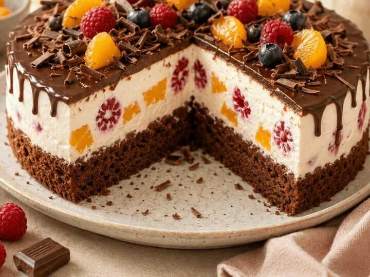 Fruchtige Schoko-Joghurt-Torte auf luftigem Biskuit – Dein neues Lieblingsrezept!