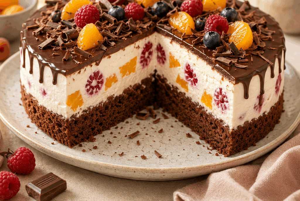Fruchtige Schoko-Joghurt-Torte auf luftigem Biskuit – Dein neues Lieblingsrezept!