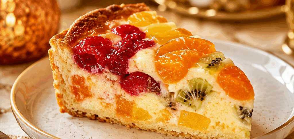 Fruchtiger Obstkuchen – Der kreative Patchwork-Kuchen, den du probieren musst! – so sieht es fertig aus