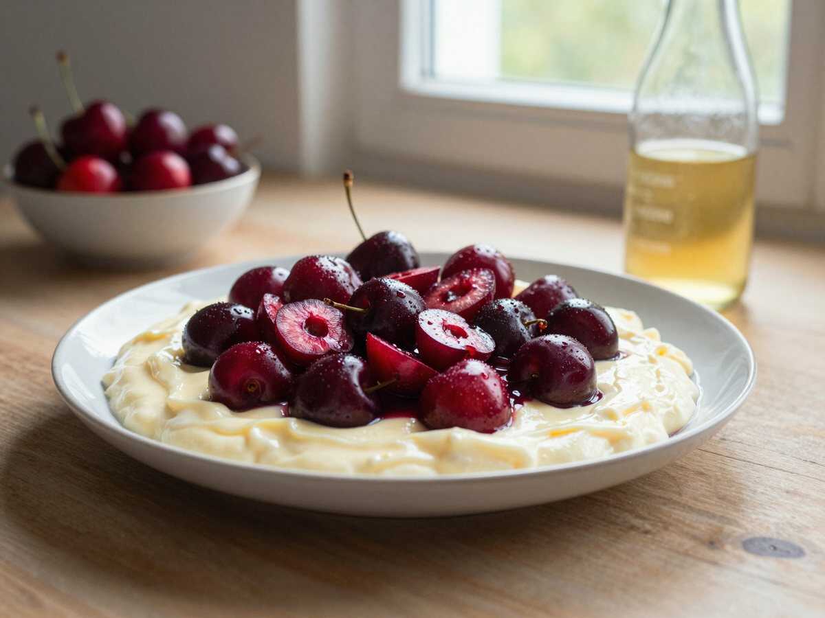 Fruchtiger Schwarzwälder Kirschsalat – während der Zubereitung