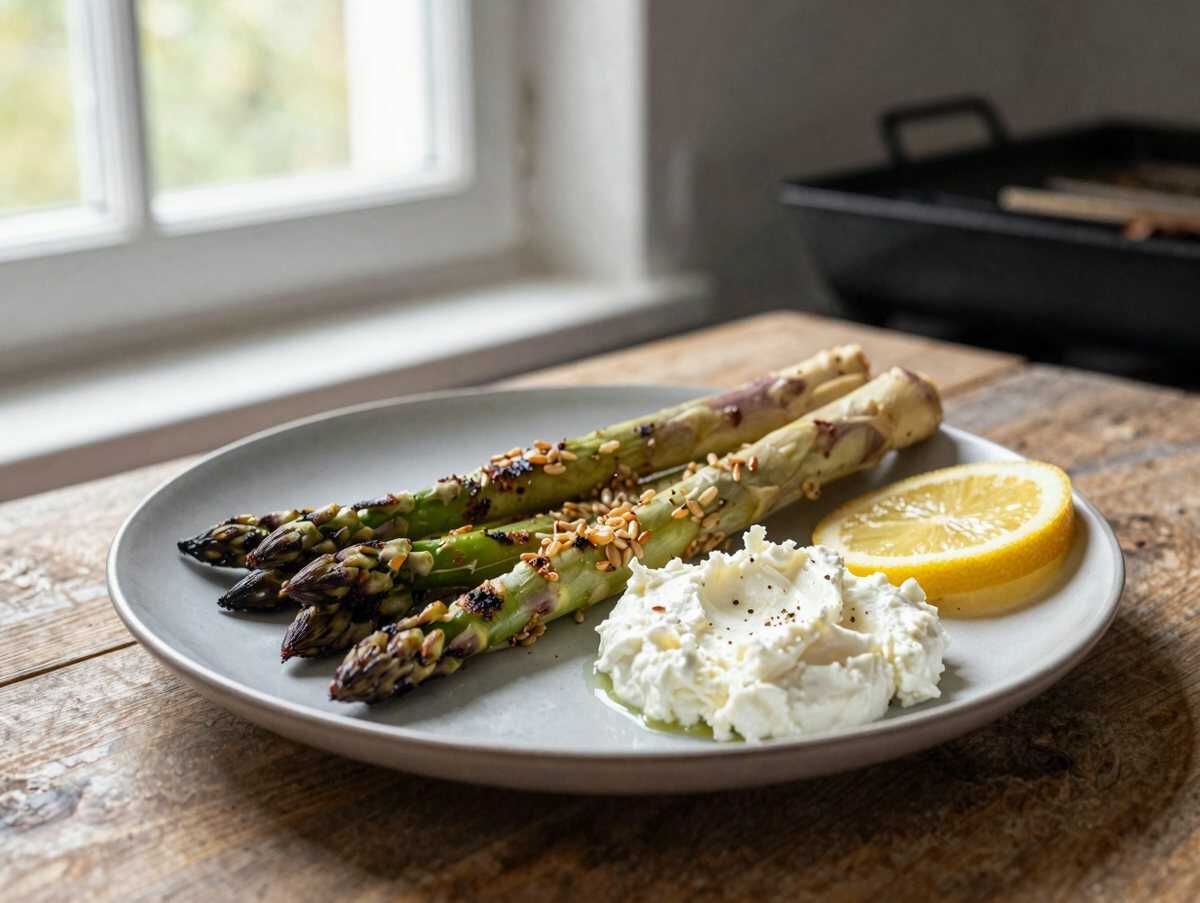 Frühlingsfrische Sensation: Farro-Salat mit gegrilltem Spargel erleben! – während der Zubereitung