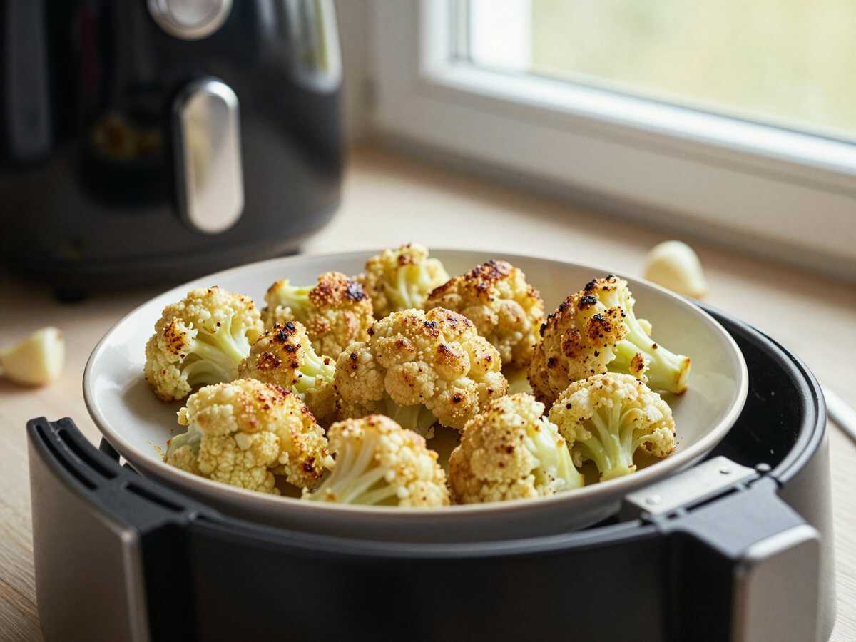 Ganzer Blumenkohl geröstet aus dem Airfryer, das Soulfood für gemütliche Tage – während der Zubereitung