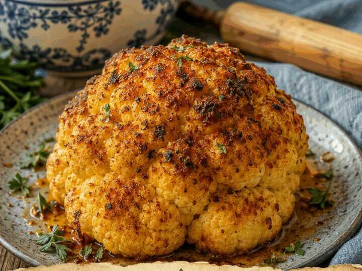 Ganzer Blumenkohl geröstet aus dem Airfryer, das Soulfood für gemütliche Tage