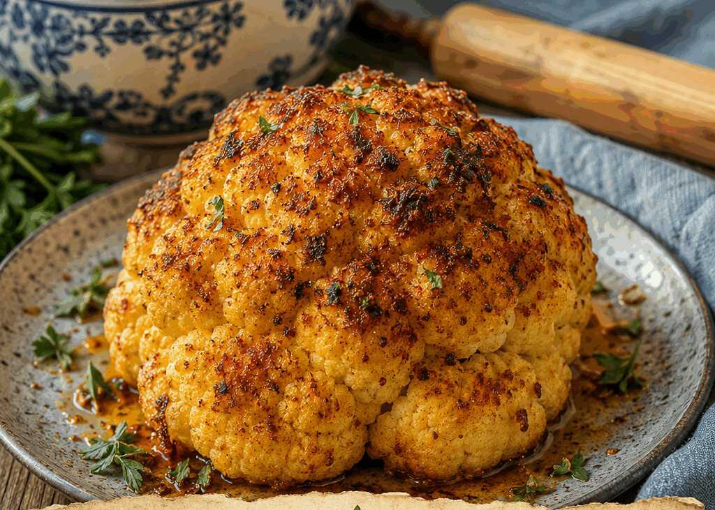 Ganzer Blumenkohl geröstet aus dem Airfryer
