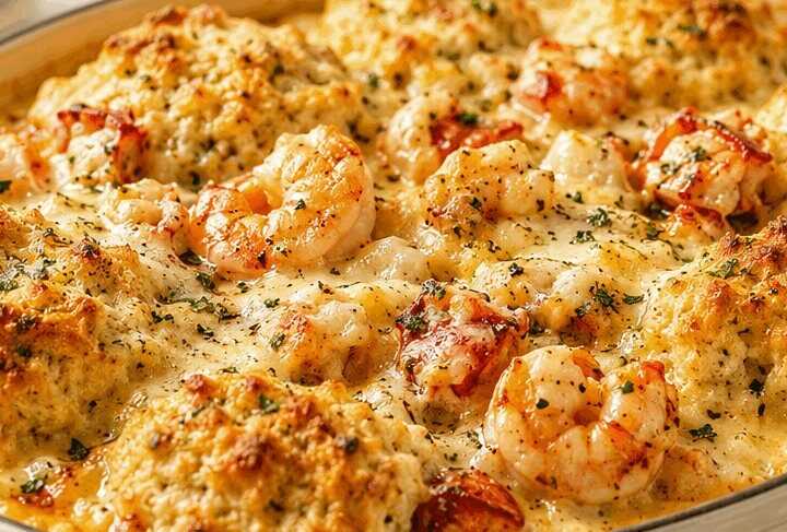 Garnelen & Hummer Cheddar Bay Biscuit Auflauf: Der ultimative Wohlfühlgenuss!