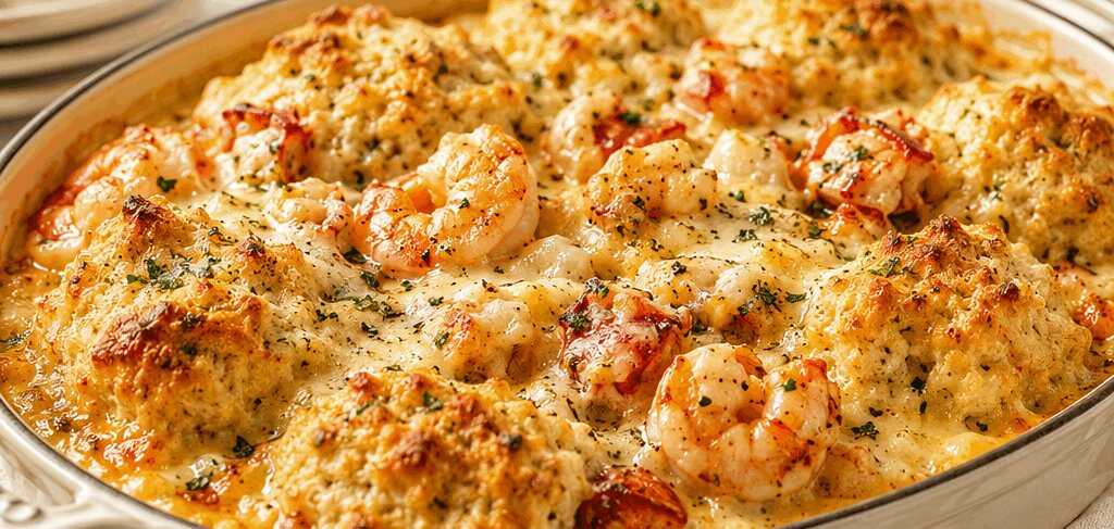 Garnelen & Hummer Cheddar Bay Biscuit Auflauf: Der ultimative Wohlfühlgenuss!