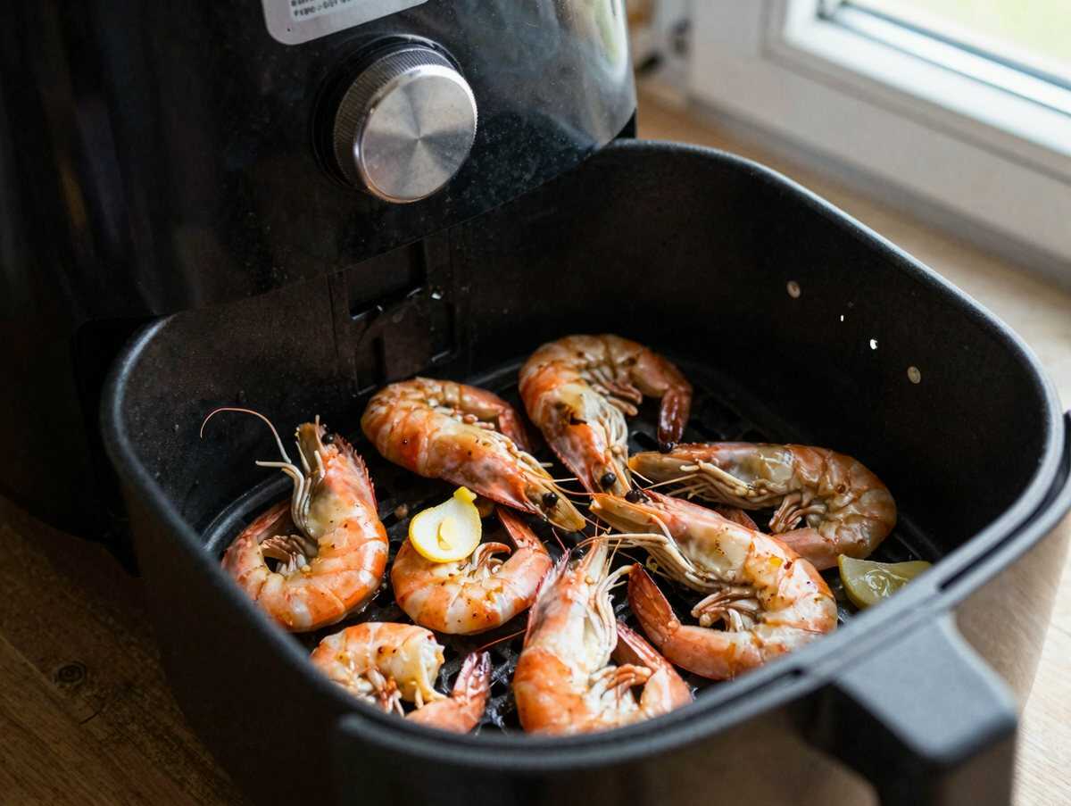 Garnelen in Knoblauchmarinade aus dem Airfryer – perfekt fürs Meal Prep am Sonntag – während der Zubereitung