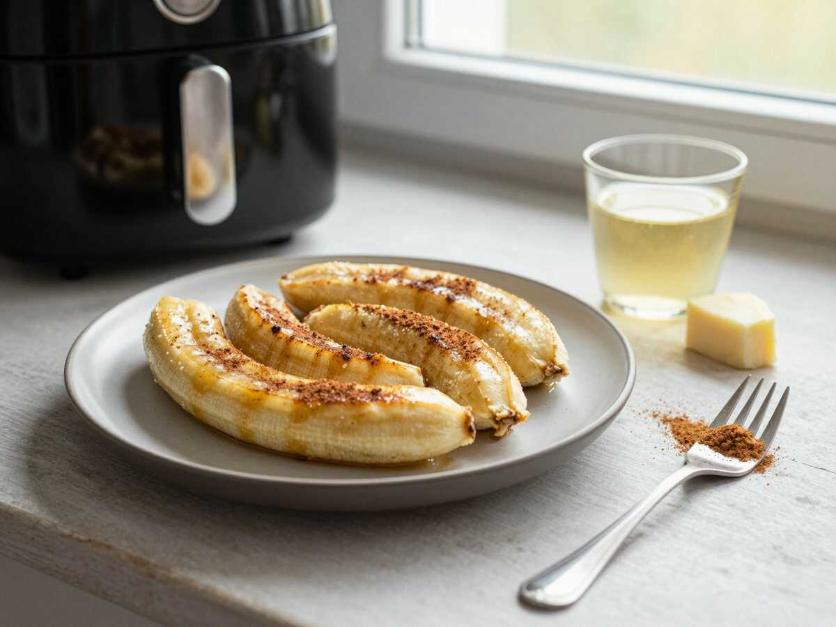 Gebackene Bananen aus dem Airfryer – während der Zubereitung