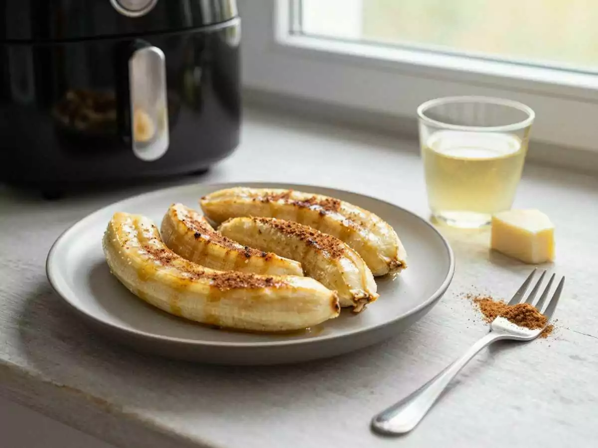 Gebackene Bananen aus dem Airfryer – während der Zubereitung