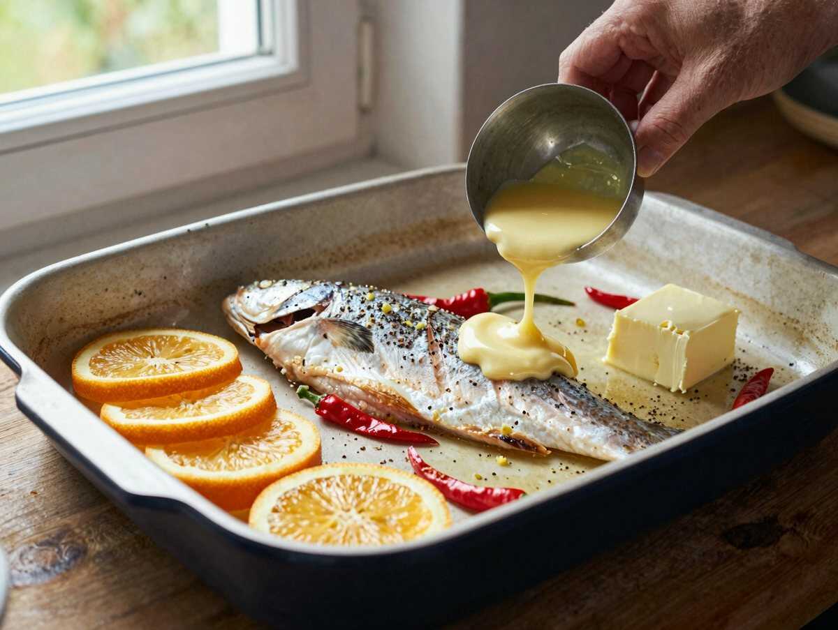 Gebackene Tilapia mit Zitronen-Knoblauch-Butter – Ein schnelles Abendessen, das begeistert! – während der Zubereitung