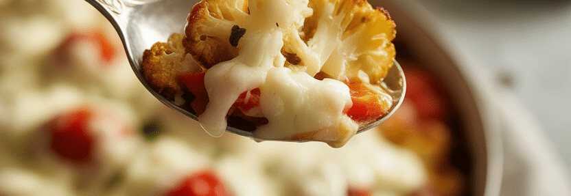 Gebackener Blumenkohl mit Tomaten und 200 g Mozzarella – so sieht es fertig aus