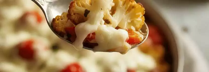 Gebackener Blumenkohl mit Tomaten und 200 g Mozzarella – so sieht es fertig aus