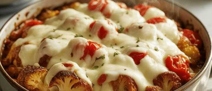 Gebackener Blumenkohl mit Tomaten und 200 g Mozzarella