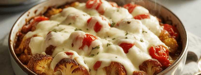 Gebackener Blumenkohl mit Tomaten und 200 g Mozzarella