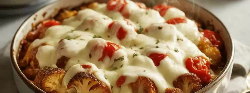 Gebackener Blumenkohl mit Tomaten und 200 g Mozzarella