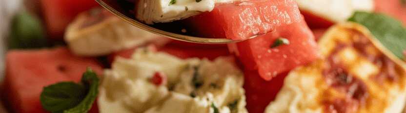 Gebackener Halloumi-Salat mit Wassermelone und Minze – so sieht es fertig aus