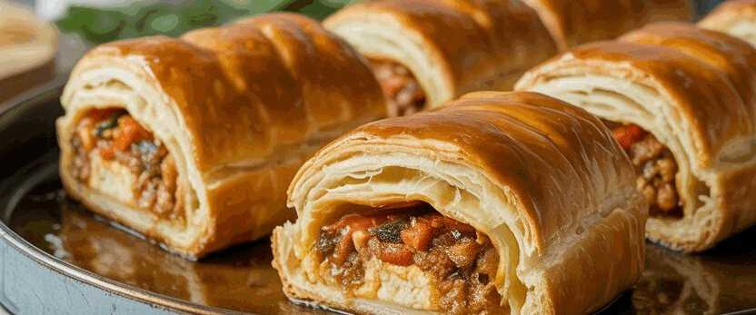 Gefüllte Blätterteig-Rollen aus dem Airfryer – so sieht es fertig aus