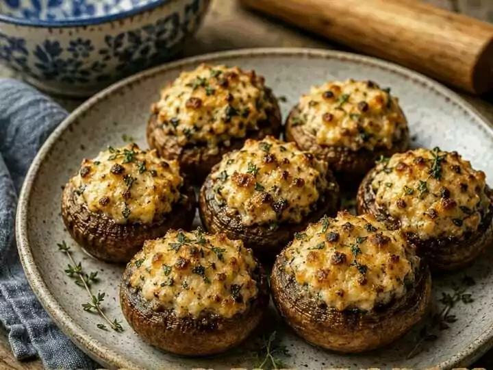 Gefüllte Champignons mit Frischkäse aus dem Airfryer – fertig, bevor der Ofen überhaupt heiß wäre
