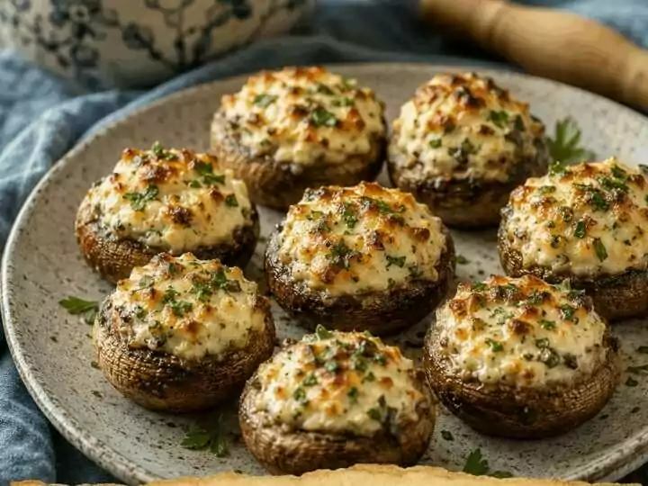 Gefüllte Champignons mit Frischkäse aus dem Airfryer – perfekt als Beilage zum Grillabend