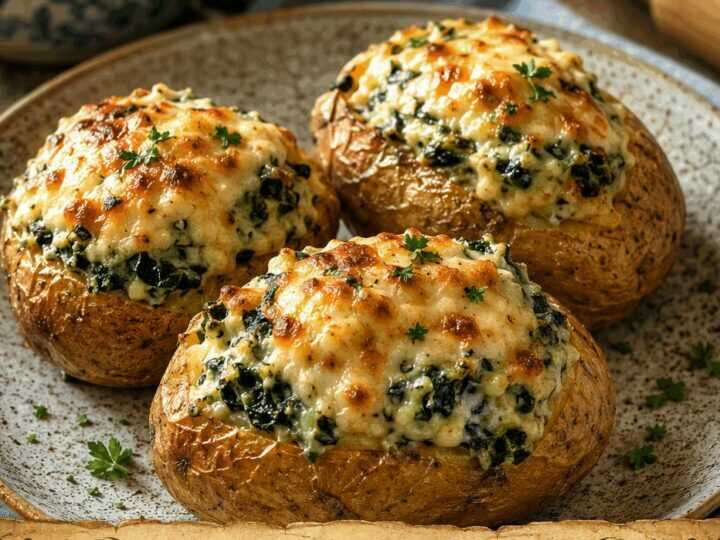 Gefüllte Kartoffeln mit Spinat und Käse – die ganze Familie ist begeistert