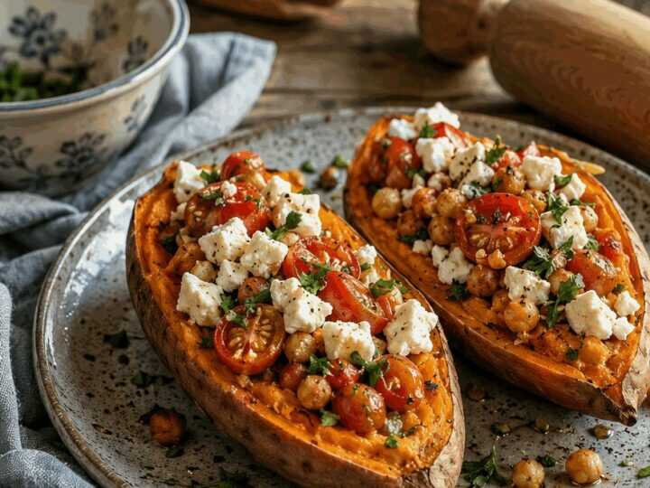 Gefüllte Süßkartoffeln mit Feta aus dem Airfryer – die ganze Familie ist begeistert