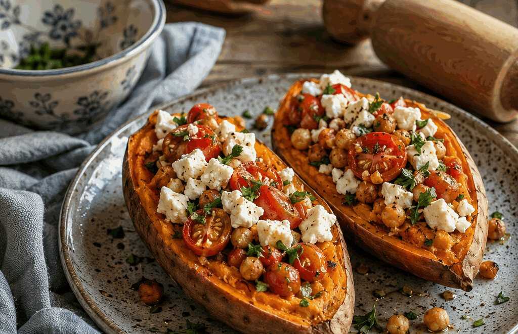 Gefüllte Süßkartoffeln mit Feta aus dem Airfryer