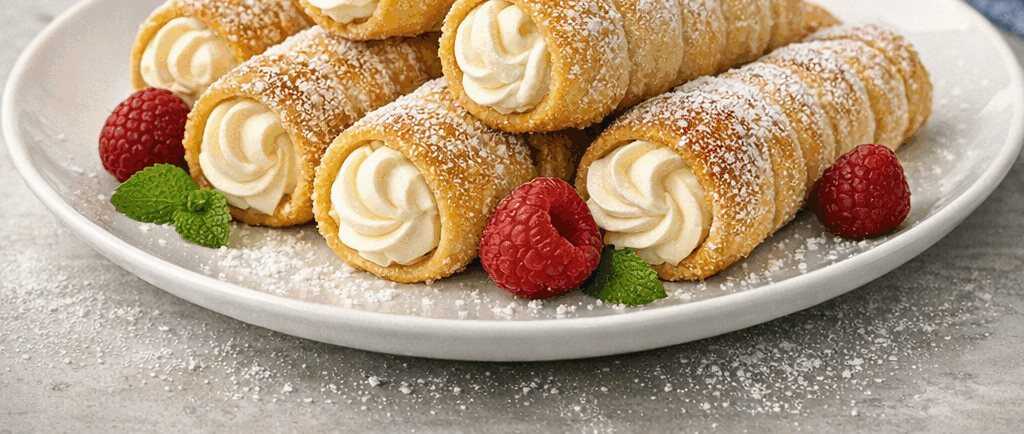 Gefüllte Vanillecreme-Rollen
