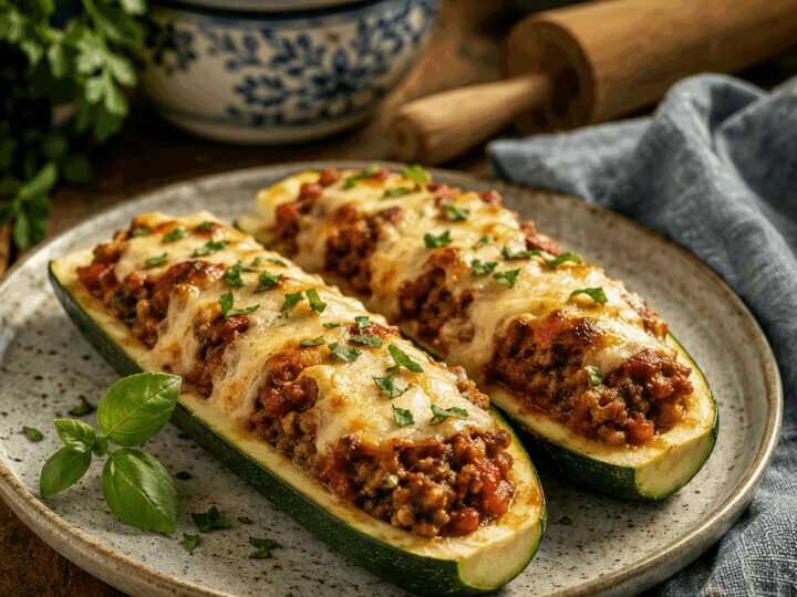 Gefüllte Zucchini mit Hackfleisch aus dem Airfryer – in nur 15 Minuten auf dem Tisch
