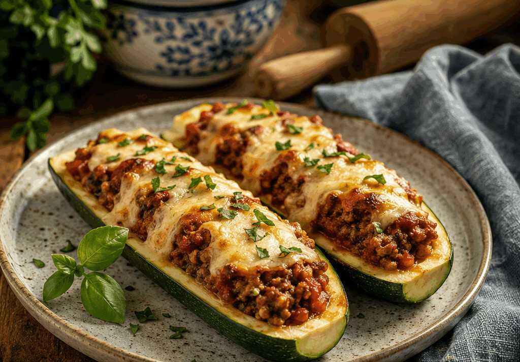 Gefüllte Zucchini mit Hackfleisch aus dem Airfryer – in nur 15 Minuten auf dem Tisch