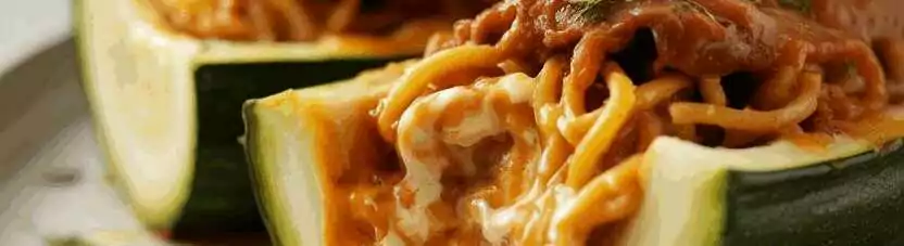 Gefüllte Zucchini-Boote aus dem Airfryer – so sieht es fertig aus