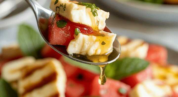 Gegrillter Halloumi-Salat mit Wassermelone und Minze