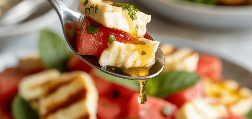 Gegrillter Halloumi-Salat mit Wassermelone und Minze