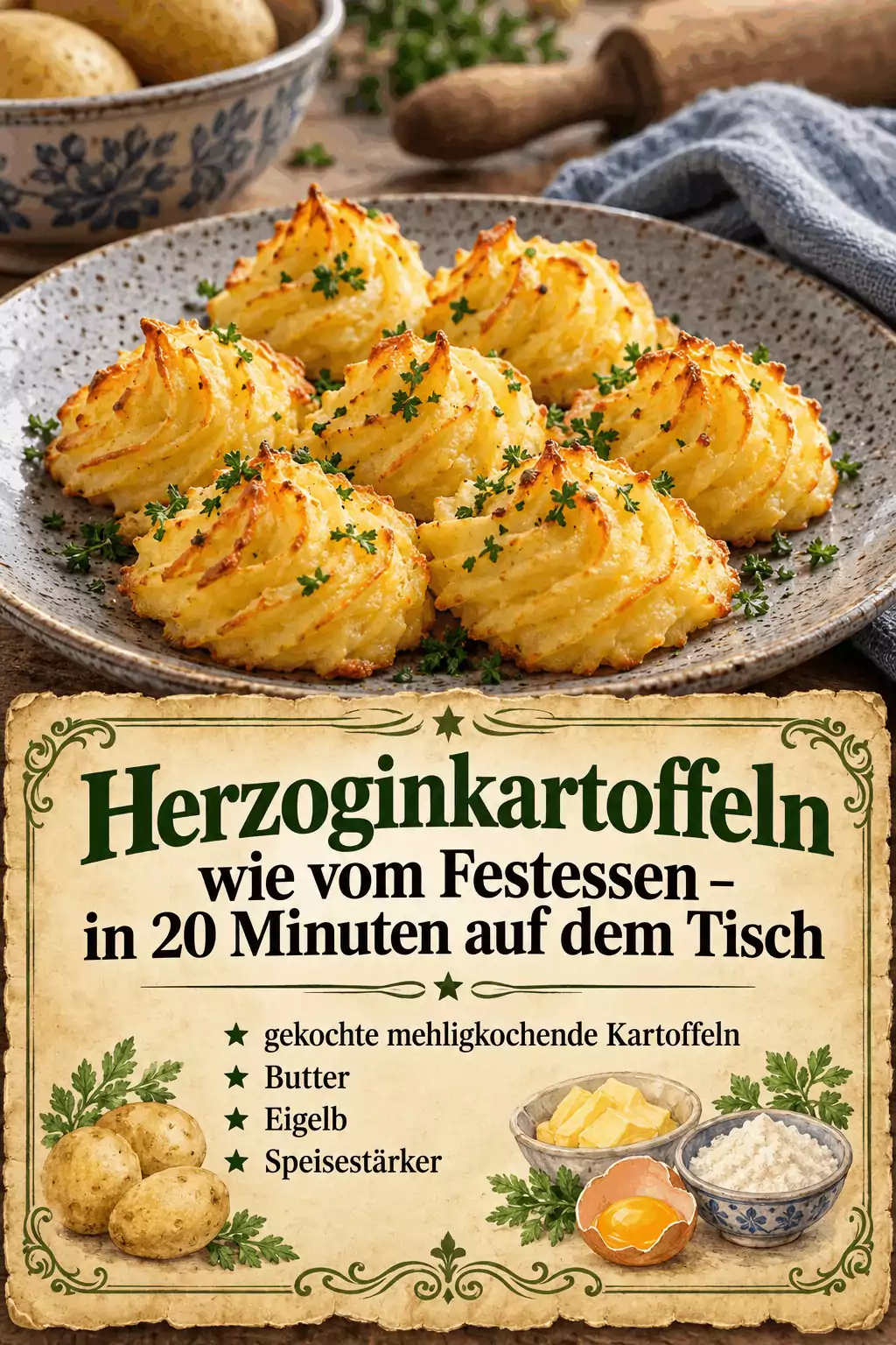 Herzoginkartoffeln wie vom Festessen – in 20 Minuten auf dem Tisch