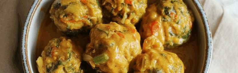 Gemüse-Curry-Bällchen aus der Heißluftfritteuse – so sieht es fertig aus