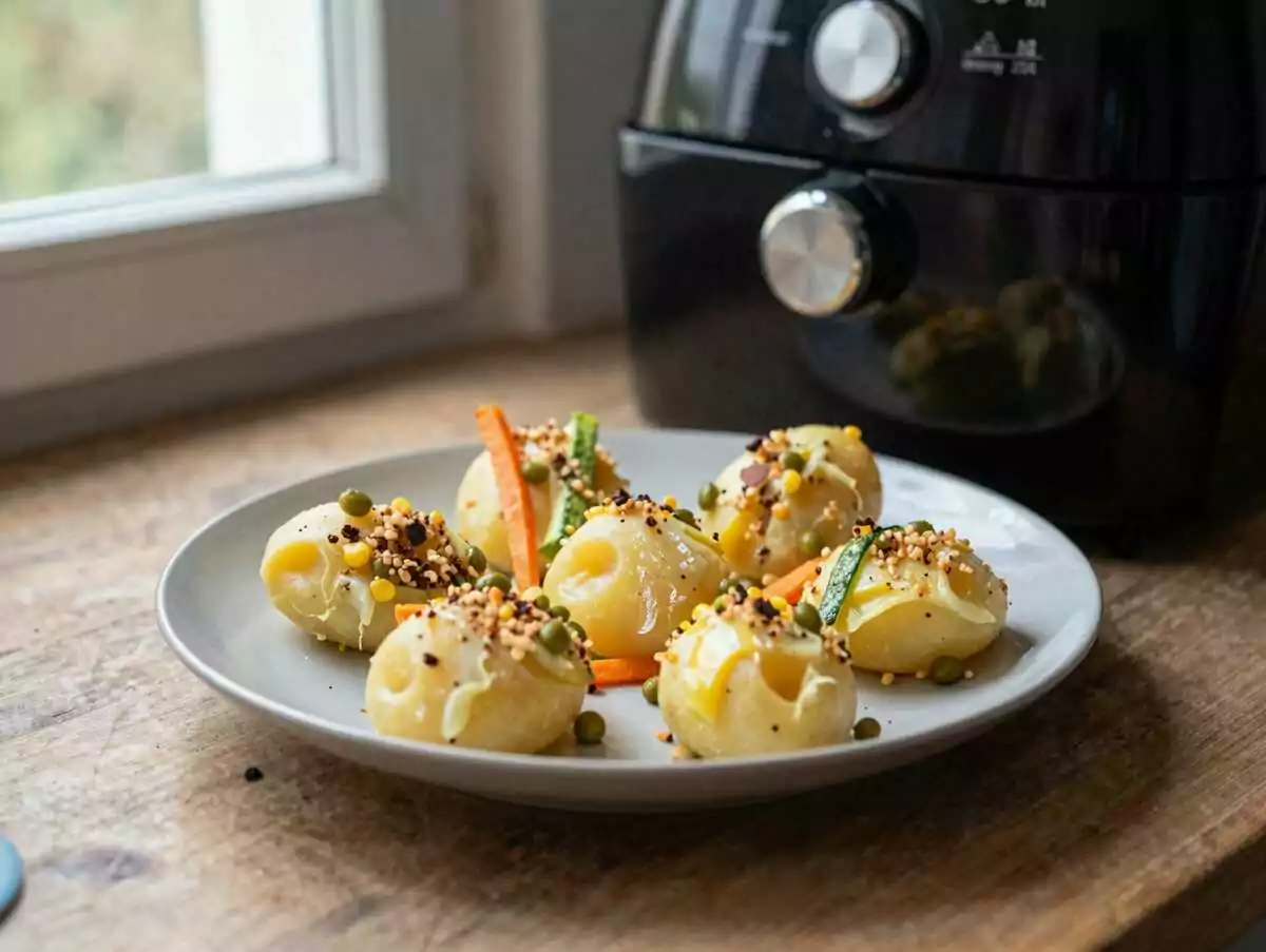 Gemüseschnitzel für Kinder aus dem Airfryer – Kinder lieben dieses Rezept – während der Zubereitung