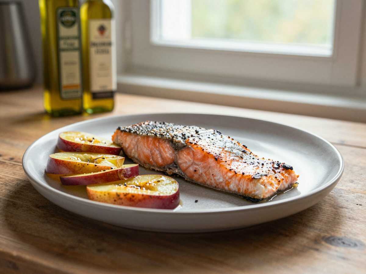 Genießen Sie gegrillten Lachs mit saftigen Nektarinen und köstlichem Ziegenkäse! – während der Zubereitung