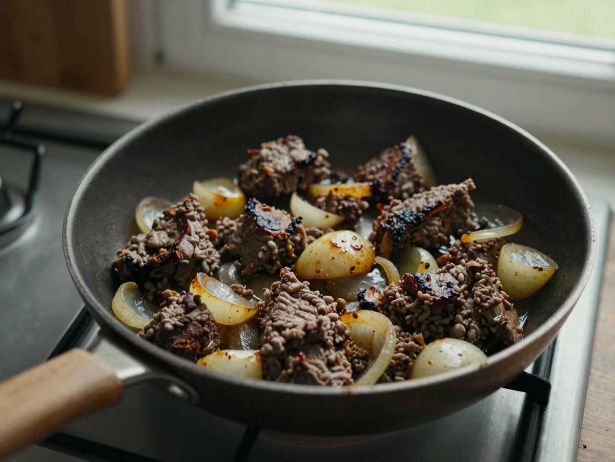 Geschmortes Kohleintopf-Geheimnis: Entdecken Sie das unwiderstehliche Hackfleisch-Rezept! – während der Zubereitung