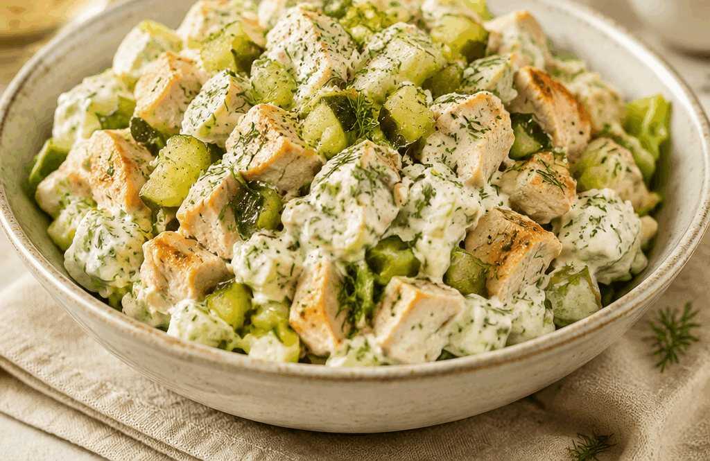 Gesunde Hähnchensalat-Innovation: Entdecke das beste Rezept mit Dillgurken für schnelle Mahlzeiten!