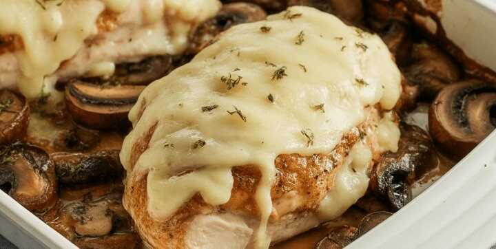 Gratinierte Hähnchenfilets mit 450 g Champignons & 100 g Goudakäse