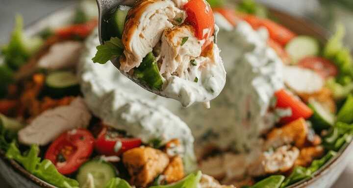 Griechischer Hähnchen Salat mit 200 g Tzatziki
