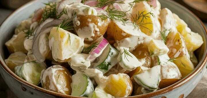 Griechischer Kartoffelsalat den ich 2x in Woche bereite